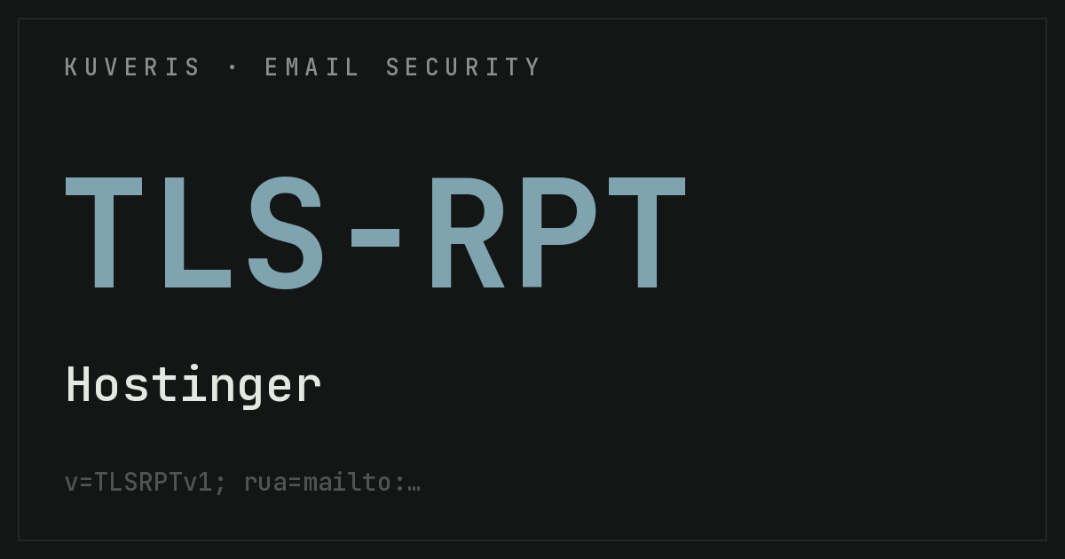 Setting up TLS-RPT at Hostinger